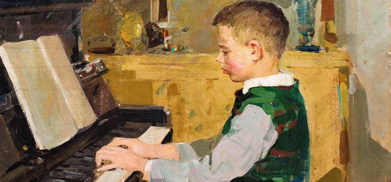 Стрелов А.Е. "Мальчик за фортепиано", 1964 г.