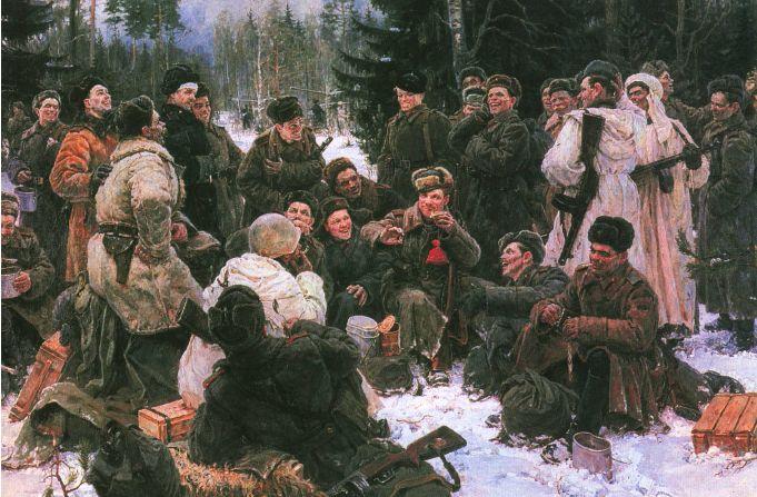 Картина "Отдых после боя" Ю. Непринцева